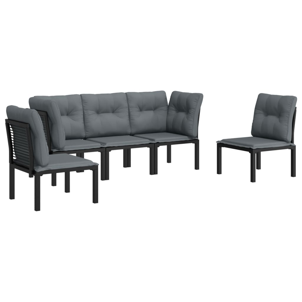 Salon de 5 pcs noir et gris résine tressée - 3