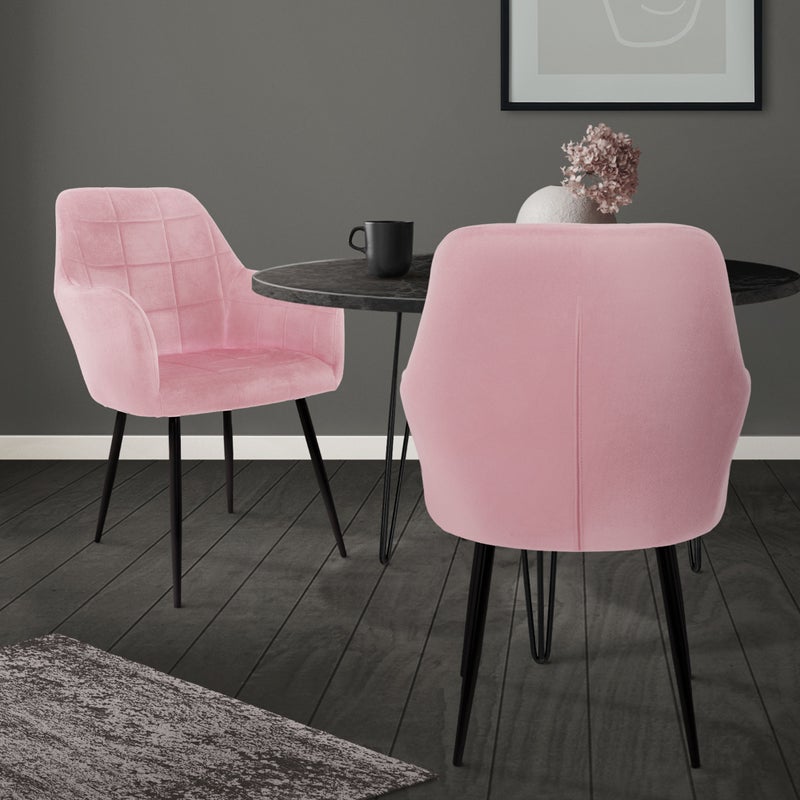 Zestaw 2 krzeseł do jadalni do salonu aksamitny fotel kuchenne różowy