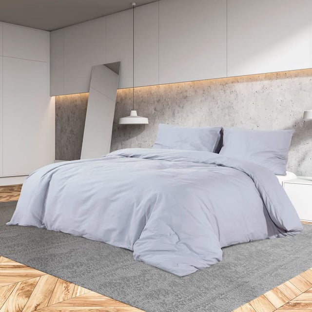 The Living Store - Ensemble de housse de couette Gris 200x200 cm Coton