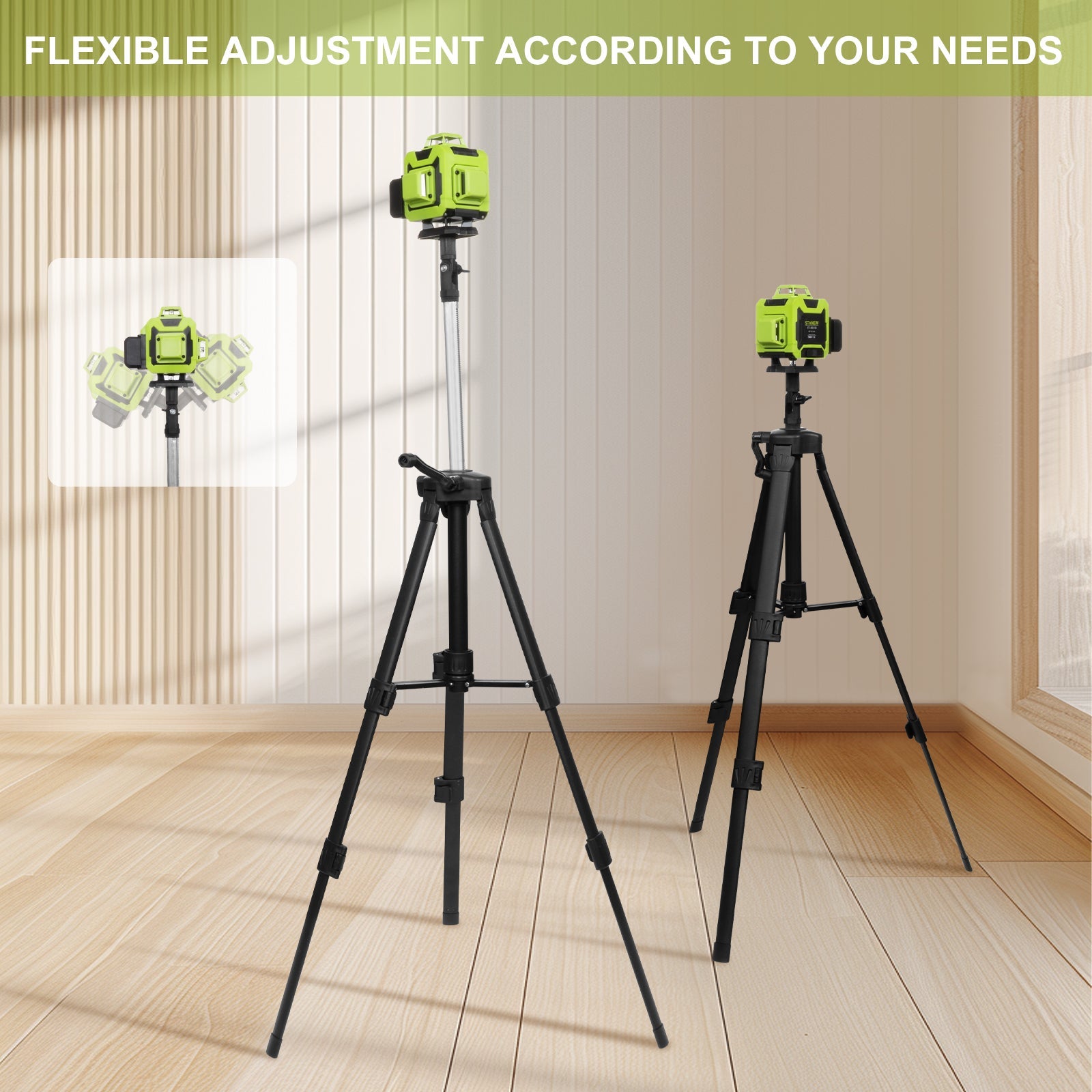 STANEW Niveau laser 4 x 360°, vert Lignes laser vertes horizontales et verticales 4D à 16 lignes, télécommande intégrée, 2 piles 2400 mAh - 6