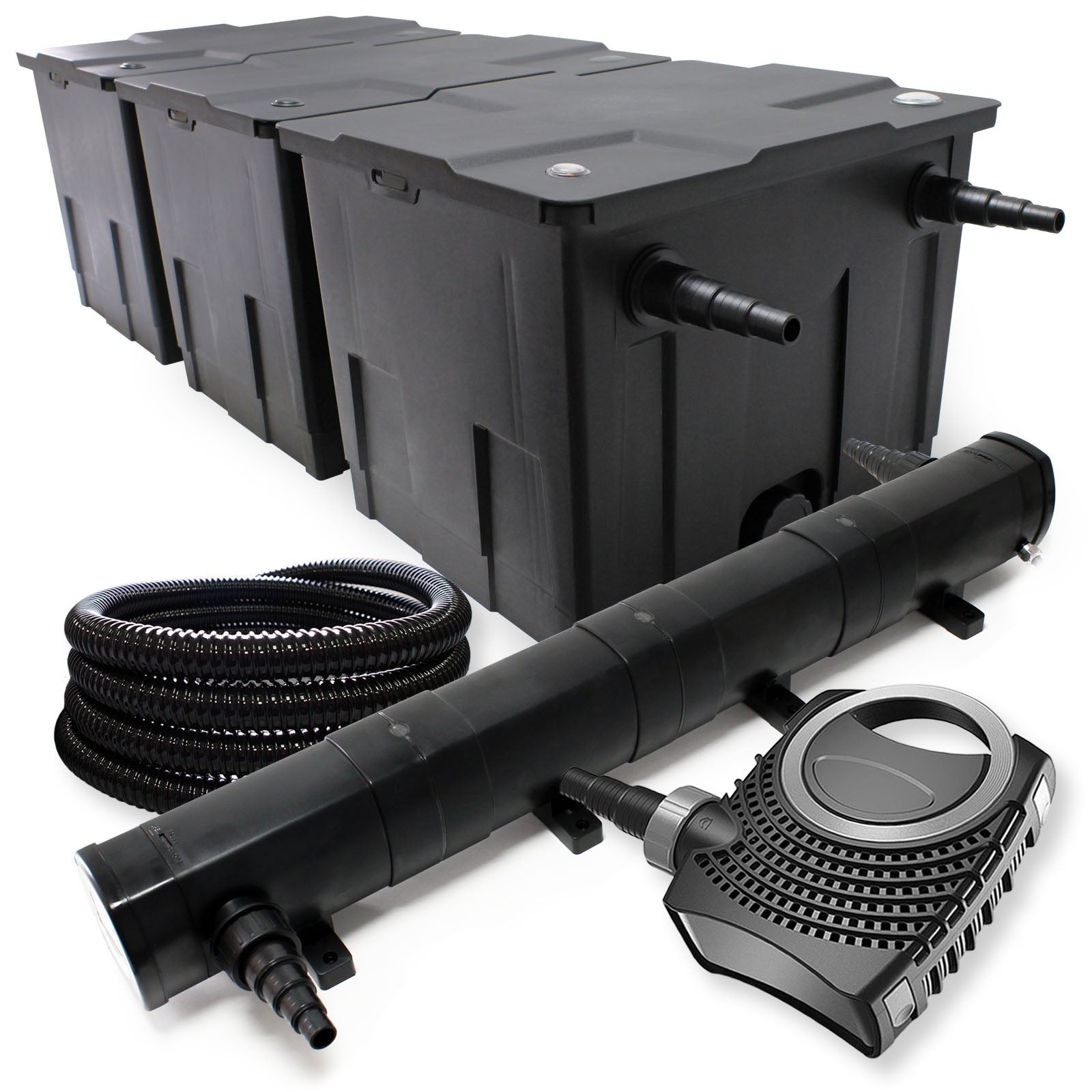 Wiltec set filtro para estanque hasta 90000l uvc clarificador con 72w 115w bomba manguera 25m