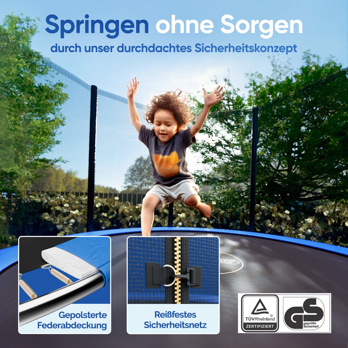 Trampolim 244cm com rede de segurança Certificado TÜV GS - 3