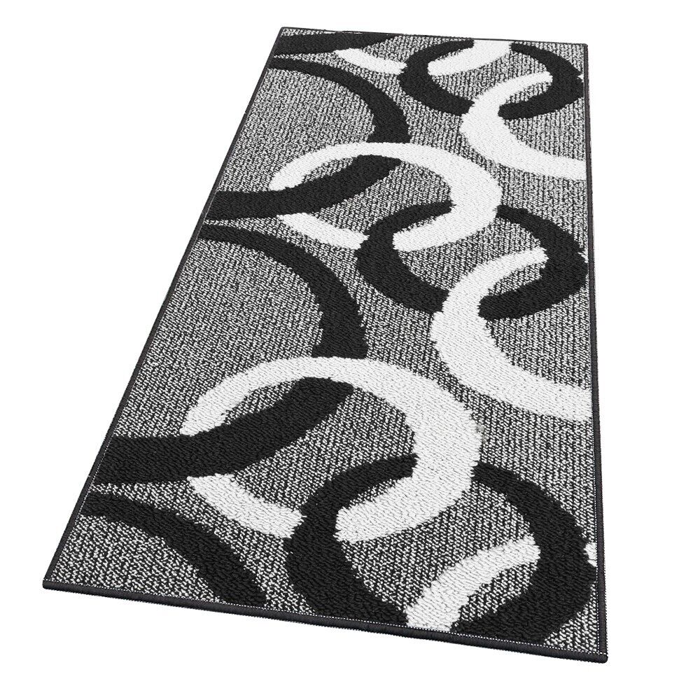 Dywanik Kuchenny 50x80 Cm Trójwymiarowy Okręgi 3D Absorbent Miękki Nowoczesny Antypoślizgowy Czarny