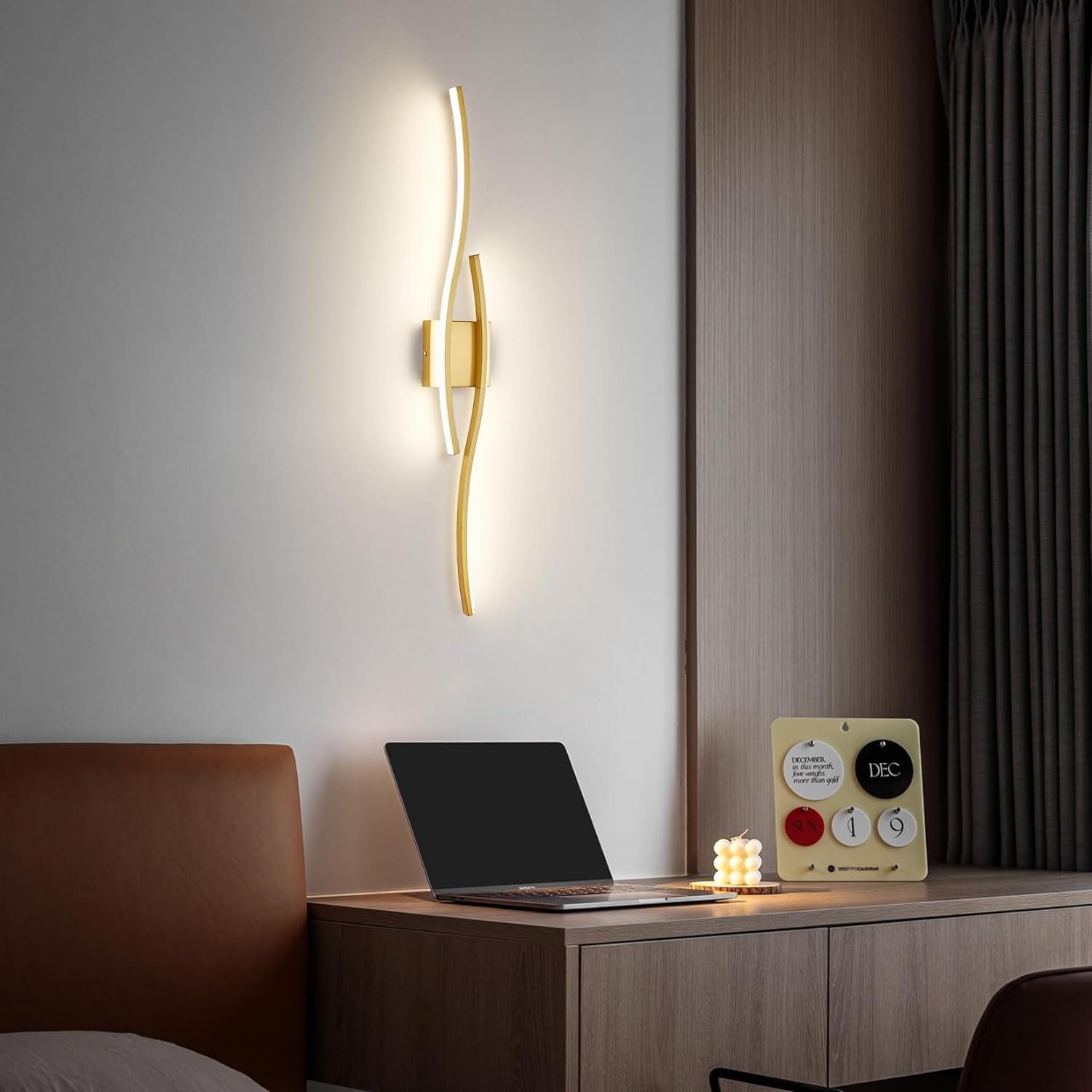 Applique murale moderne en arc, Applique LED d'intérieur, Lampe de chevet, Plafonnier, Lampes décoratives, 60 cm x 15 cm (lumière chaude) - 6