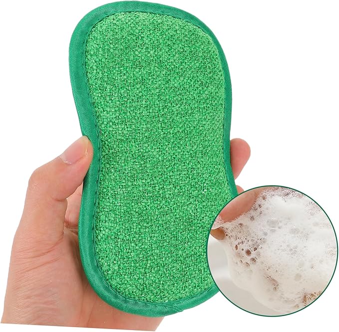 3pc spugna microfibra anti-graffio, tampone lavastoviglie pulizia cucina, verde - 3