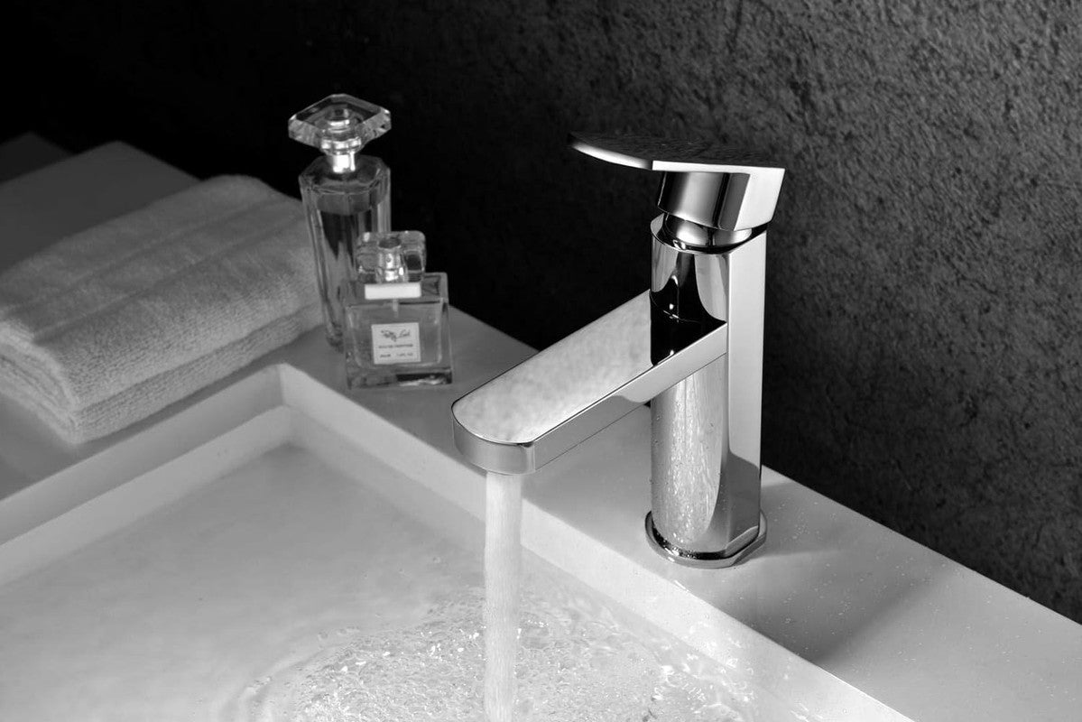 Rubinetto Bagno Lavabo BELZ Monocomando Quadrato – Ottone Cromato, Antigoccia, Risparmio Idrico 41%, Design Moderno E Installazione Facile