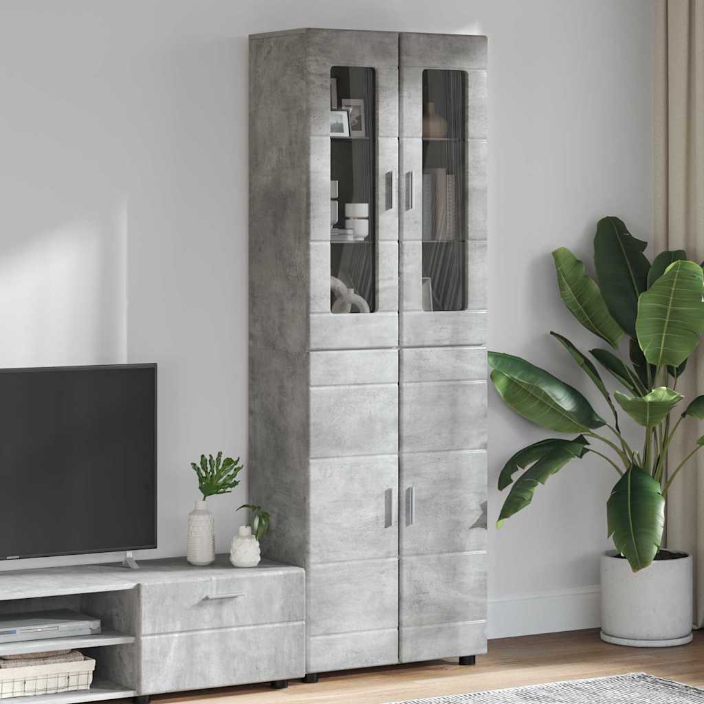 Armoire Haut de rangement - Armoire De Chambre avec étagère Gris béton 60 x 35 x 182 cm - 2