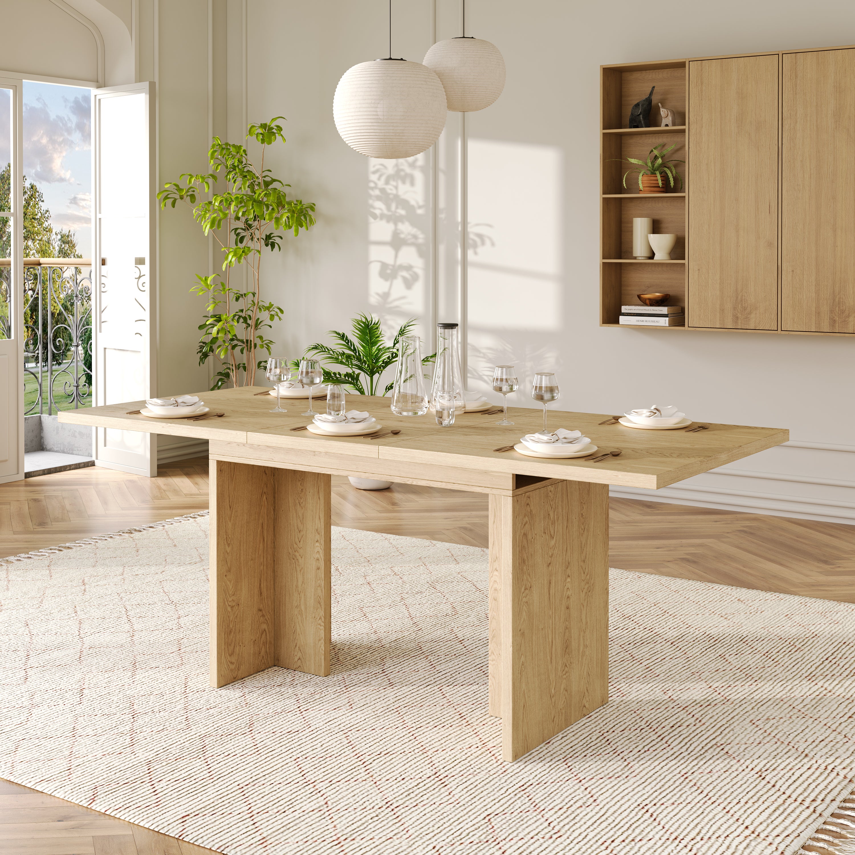 Rozkładany stół jadalny na 6-8 osób - 140/180 x 80 x 75 cm - MDF - Dąb