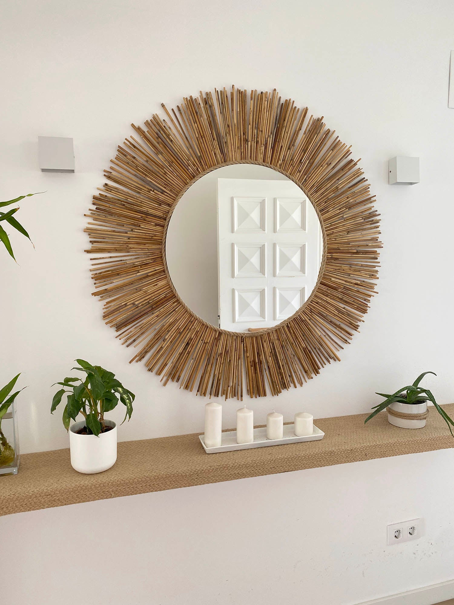 Lustro ścienne z bambusową ramą - MIRROR TEXAS Ø całkowita 90 cm - 4