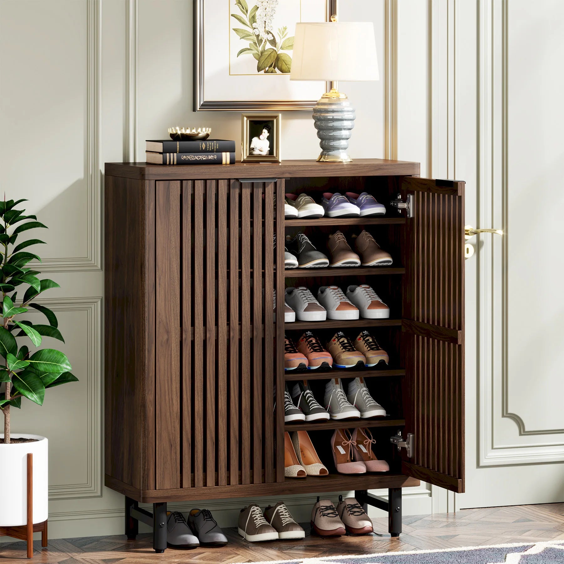 BonVache Meuble à Chaussures étroit, Armoire Basculante Avec