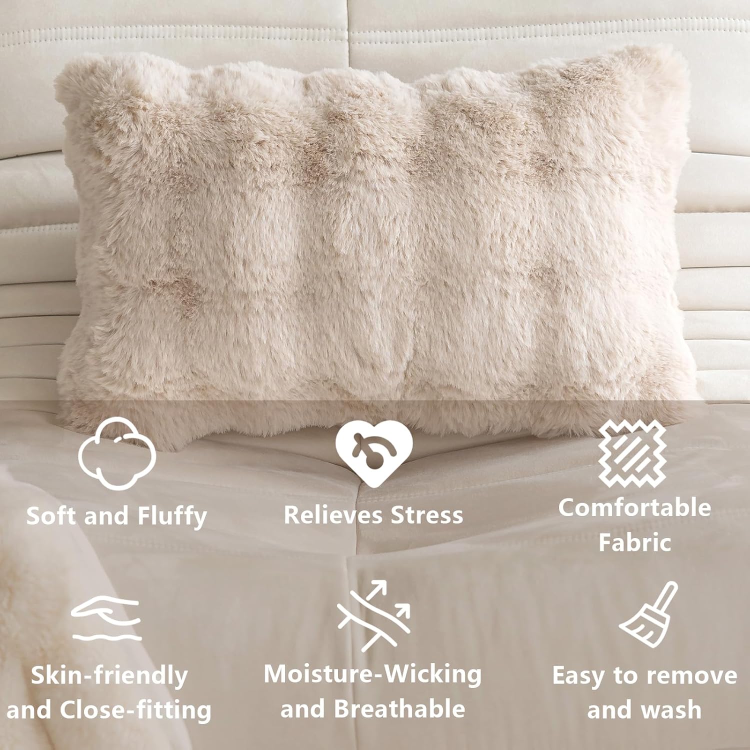 (30 x 50 cm, cachi) Set di 2 federe, imbottitura del cuscino non inclusa, federa in peluche, adatta per soggiorno e camera da letto - 3