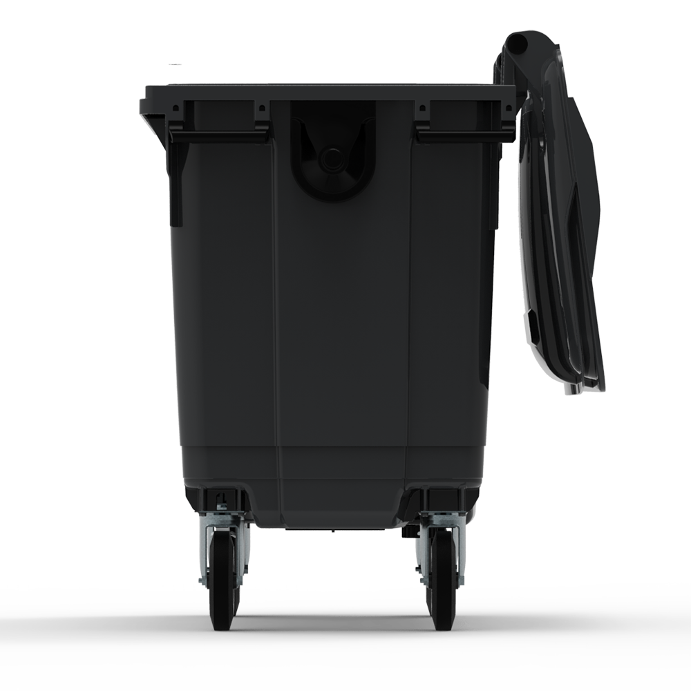 ESE France Conteneur Poubelle à déchets 4 roues - 660L - Robuste et Professionnel - 100% Recyclé - Gris - Fabriqué en France - 3
