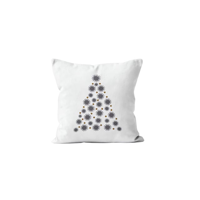 Coussin brodé pur coton 45x45 cm SAPIN, par Soleil d'Ocre