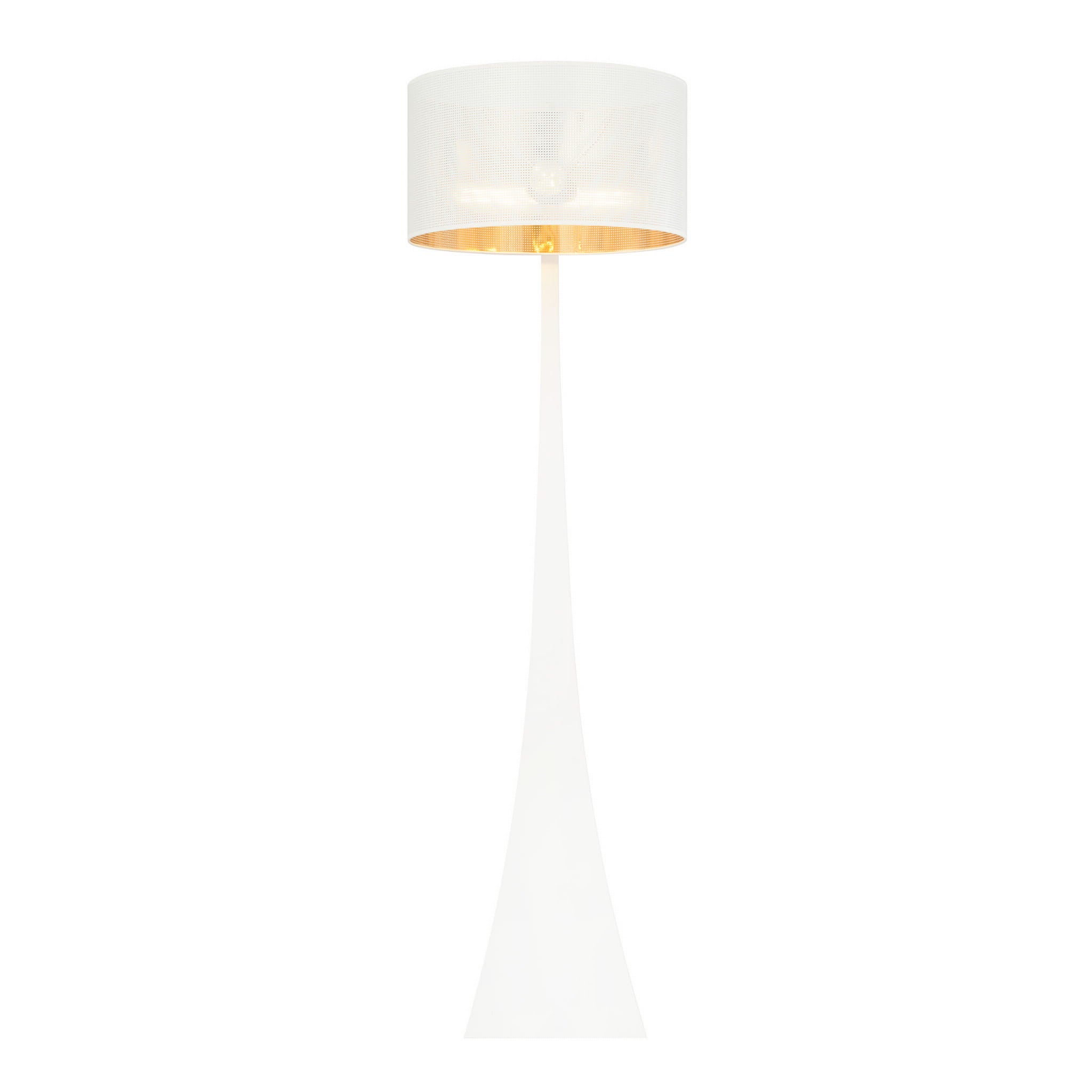 Lampa podłogowa stojąca Estrella biało-złota 1xE27x15W wym: 157 x 45 x 45 cm tkanina Emibig