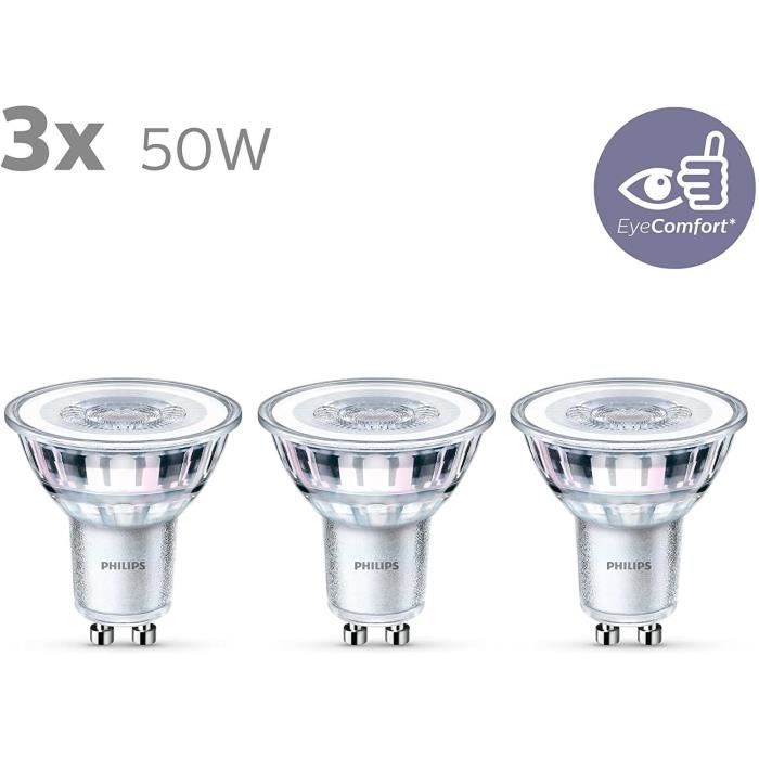 Philips, pack de 3 ampoules GU10 LED 50W, blanc chaud - 8