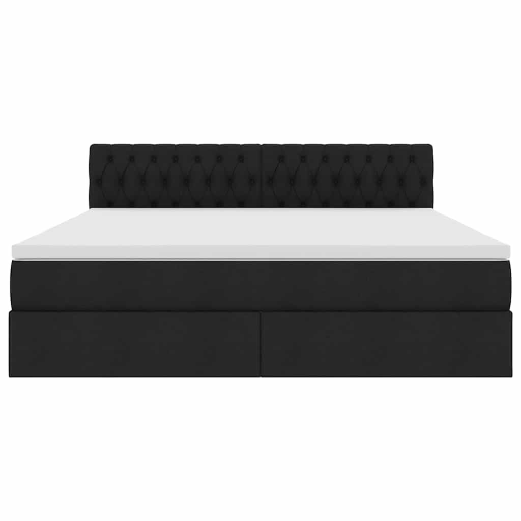 Lit avec rangement et matelas noir 180 x 200 cm en velours - 7