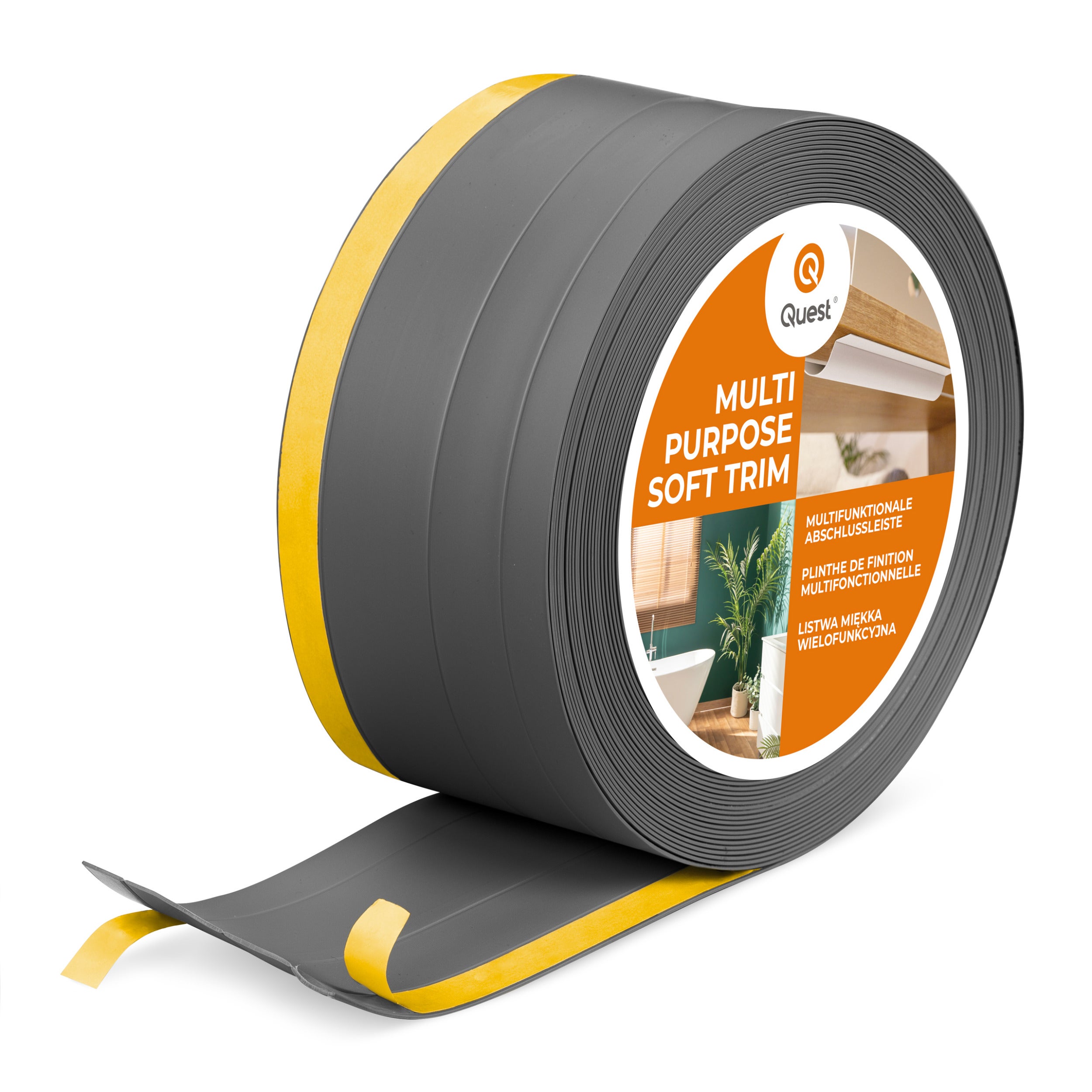 Listwa wykończeniowa PVC 4w1 samoprzylepna 120 mm - elastyczna, uniwersalna - 5 m, ciemnoszara