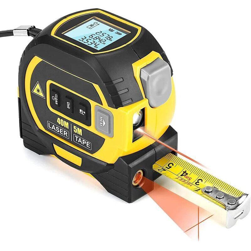 Mètre Laser Numérique 3 in 1 avec ligne laser croisée, 131Ft Télémètre Laser Numérique, 16Ft Mètre à Ruban avec Rétroéclairage LCD pour Distance - 2
