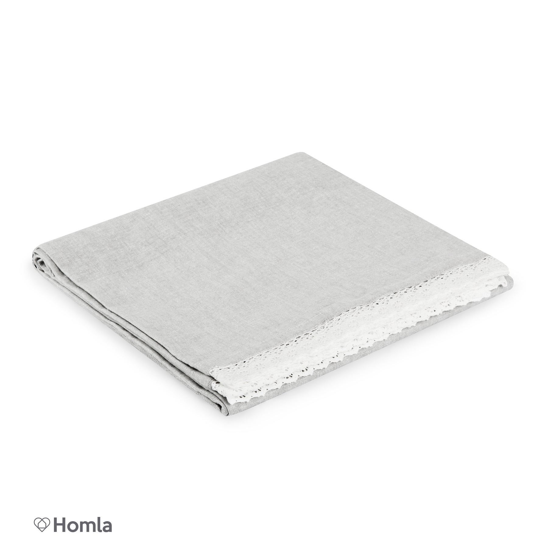 Obrus ASEN z koronkowym wykończeniem szary 130x180 HOMLA - 2