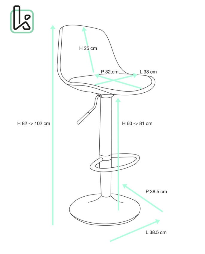 Lot de 2 Tabourets de Bar Réglables Pivotants, Assise Simili Cuir avec Coussin et Dossier SIG Noir - 4