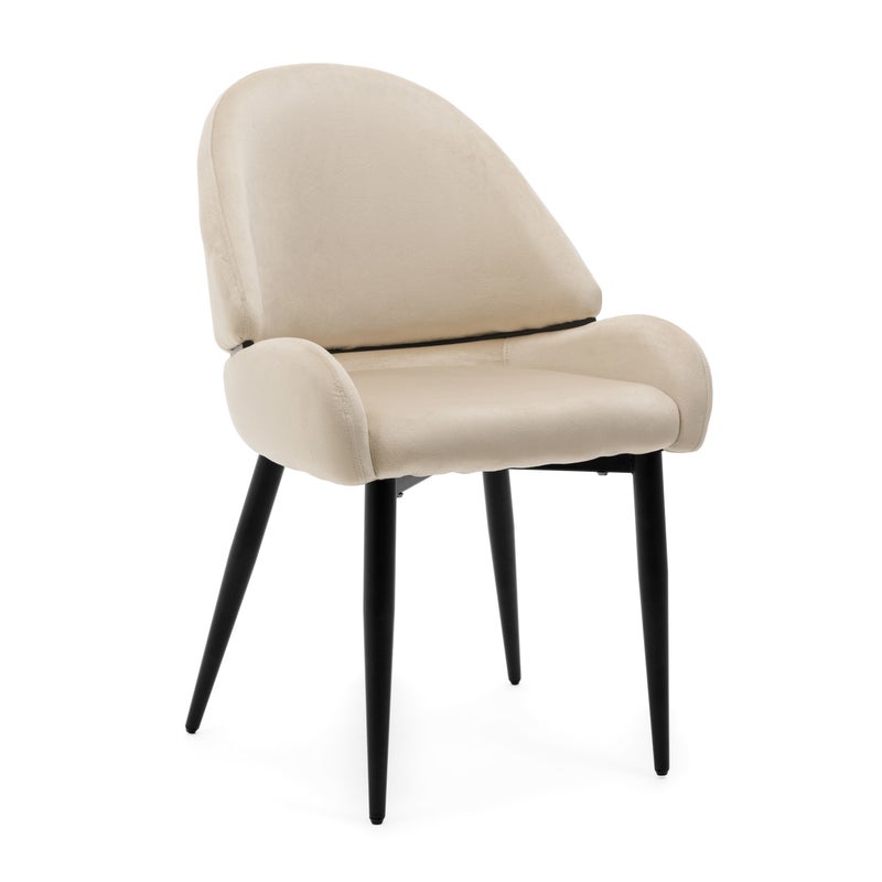 Krzesło tapicerowane welurowe do salonu jadalni BERGAMO beżowe