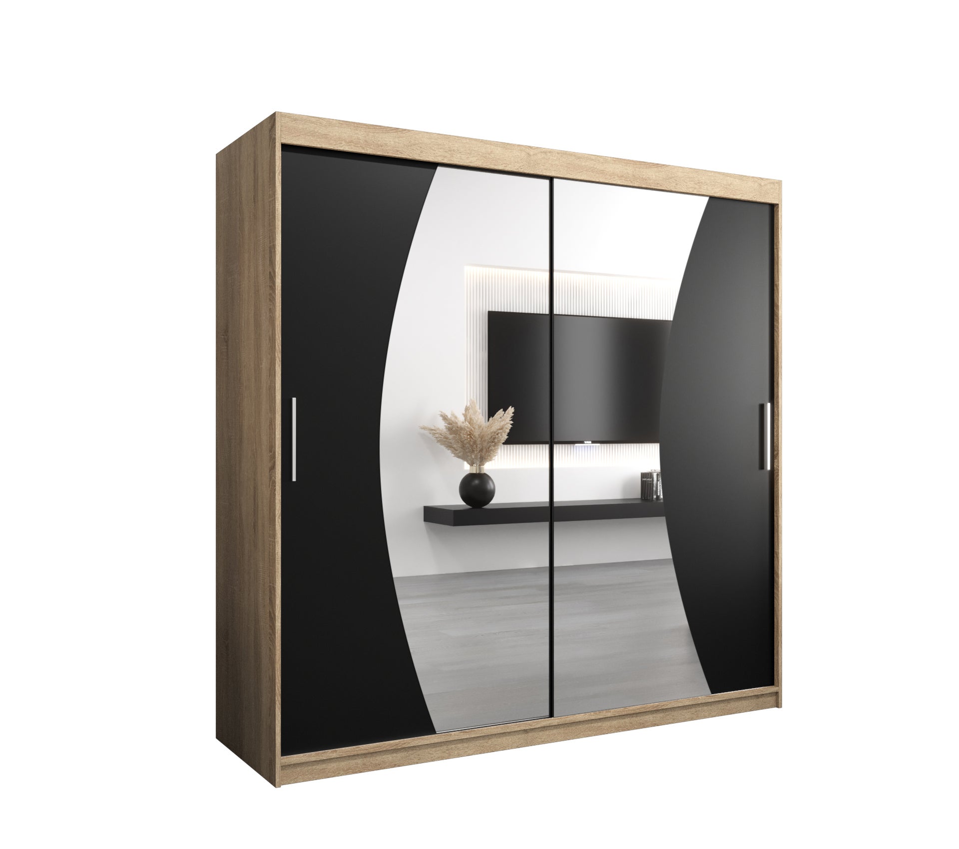 Szafa przesuwna garderoba WAVE 200 x 62 x 200 cm Sonoma + Czarny - Abiks Meble