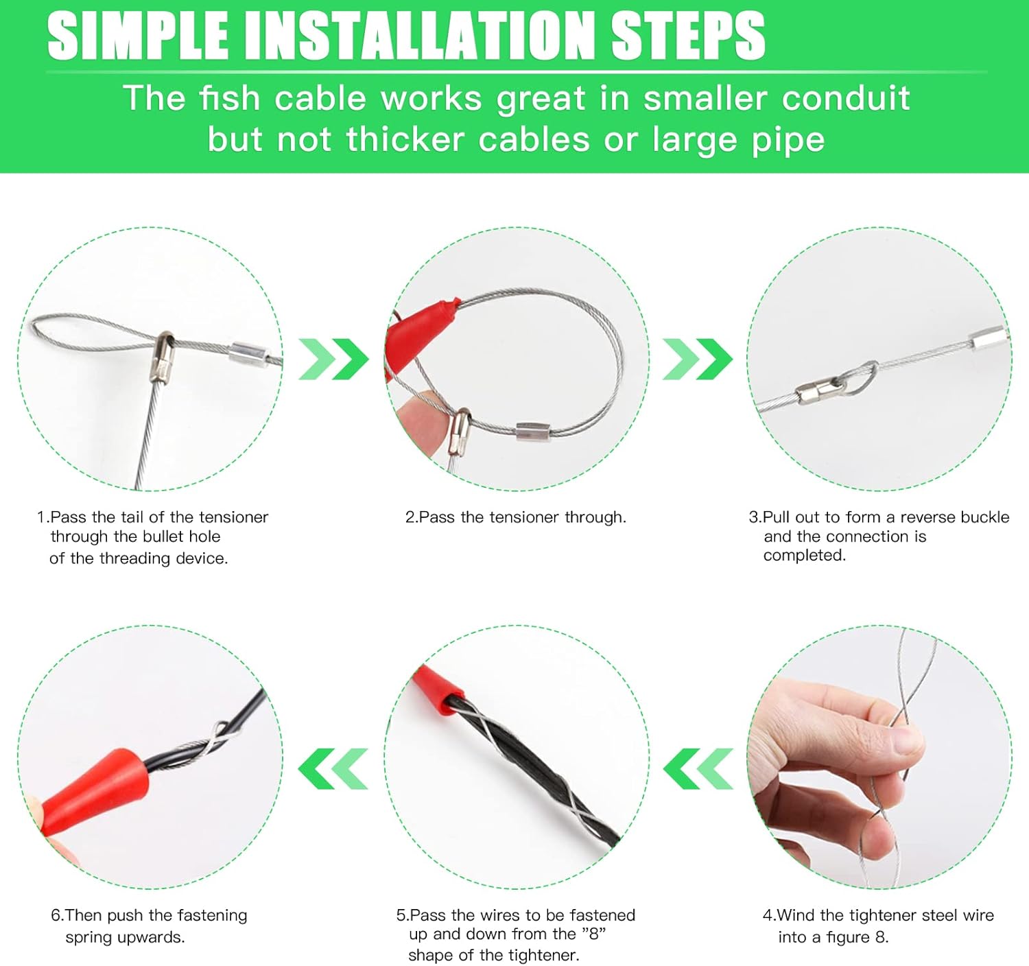 Aiguille Electricien Rigide,15M Tire Fils Electrique 4,5mm Diamètre, avec 2 Tête Flexible de Guidage,Aiguille Passe Cable, Enfileur Fils - 5