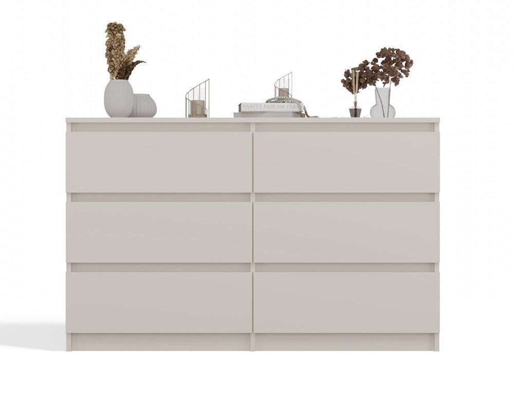 MILAN | Commode contemporaine 6 tiroirs chambre/salon/bureau | 30x120x77 cm Beige | Style scandinave | Meuble de rangement - 4