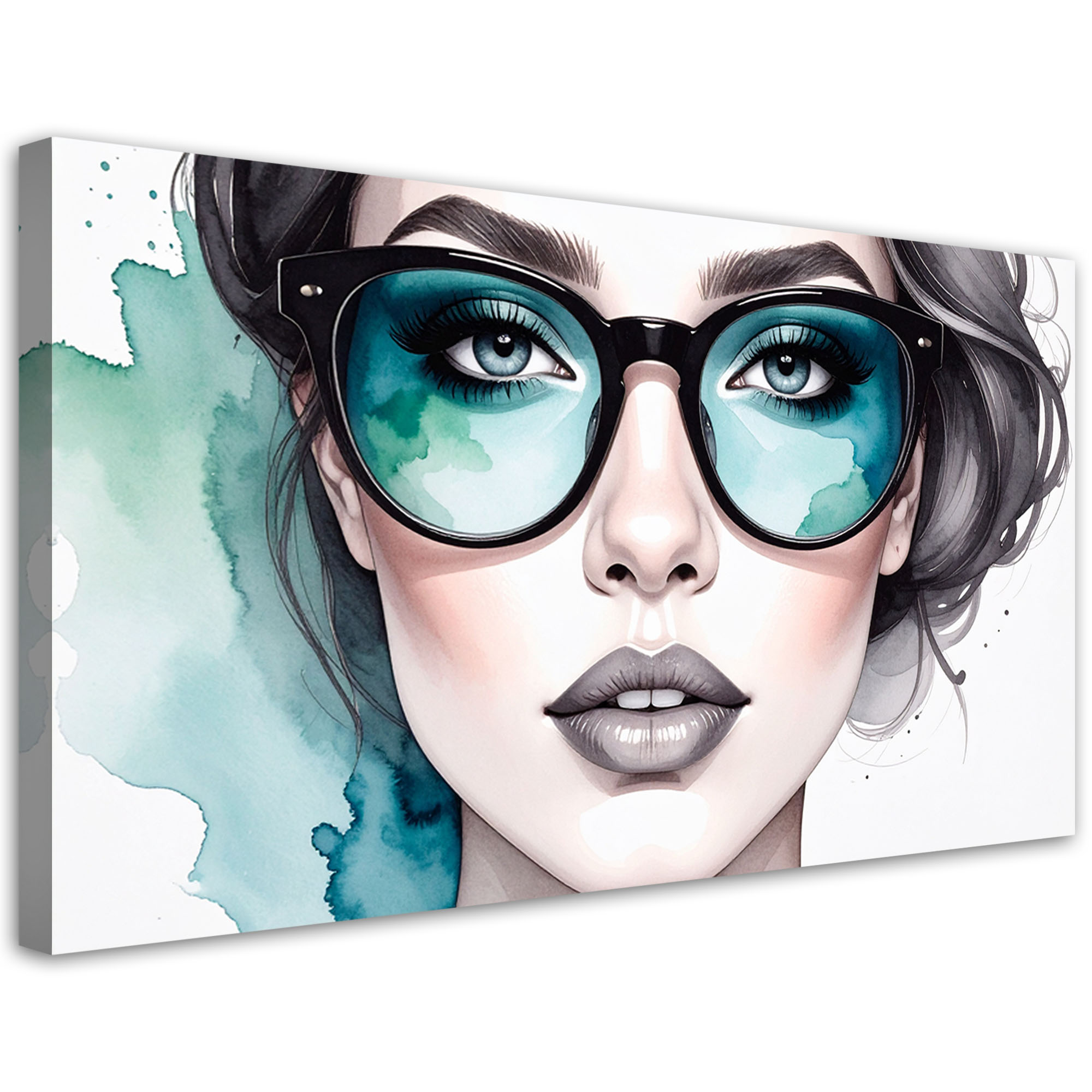 Obraz do sypialni salonu biura, Glamour Kobieta w okularach 100x50