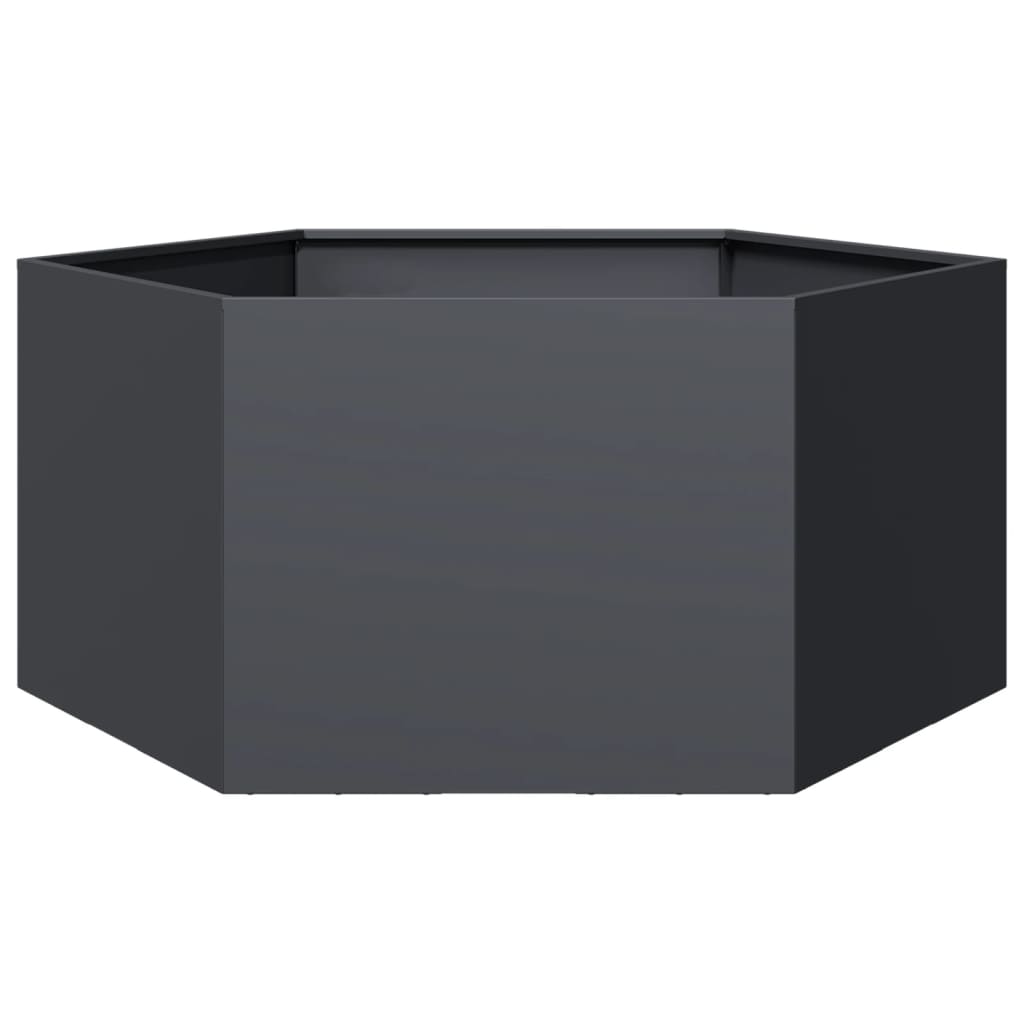 vidaXL Jardinière anthracite hexagone 104x90x45 cm acier - 5