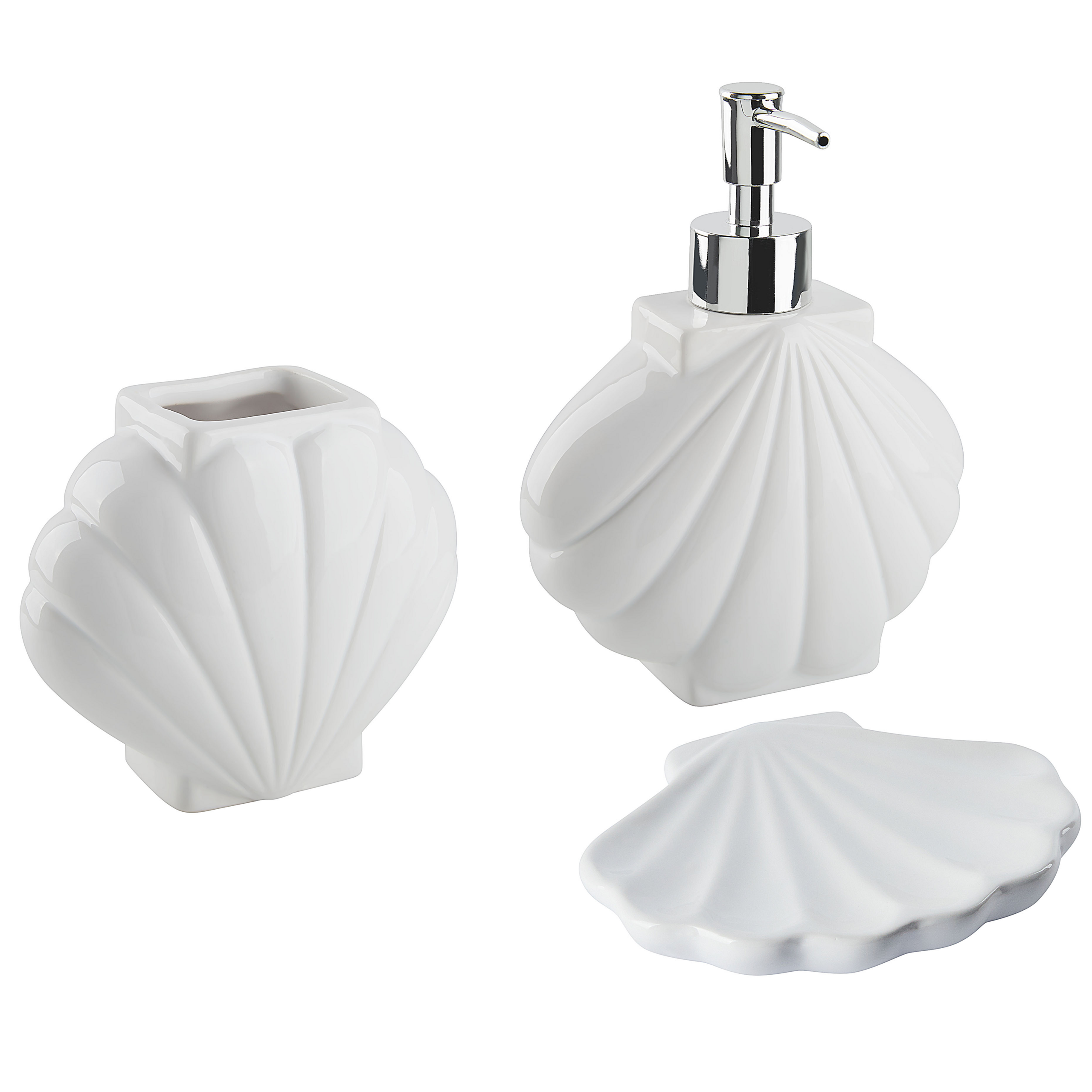 Set de 3 accesorii pentru baie SHELL Ceramică Alb 3buc
