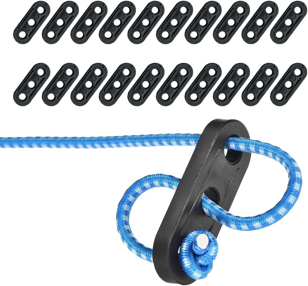 Lot De 30 Tendeurs De Corde En Plastique Noir à 3 Trous Pour Paracorde, Pour Le