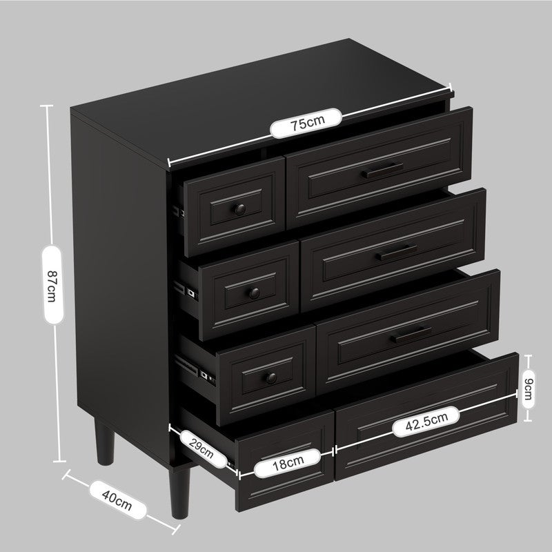 HOMAVO Commode 74 x 87 cm – Meuble de Rangement Moderne avec 8 Tiroirs Spacieux et Surface Mélaminée Durable - 3