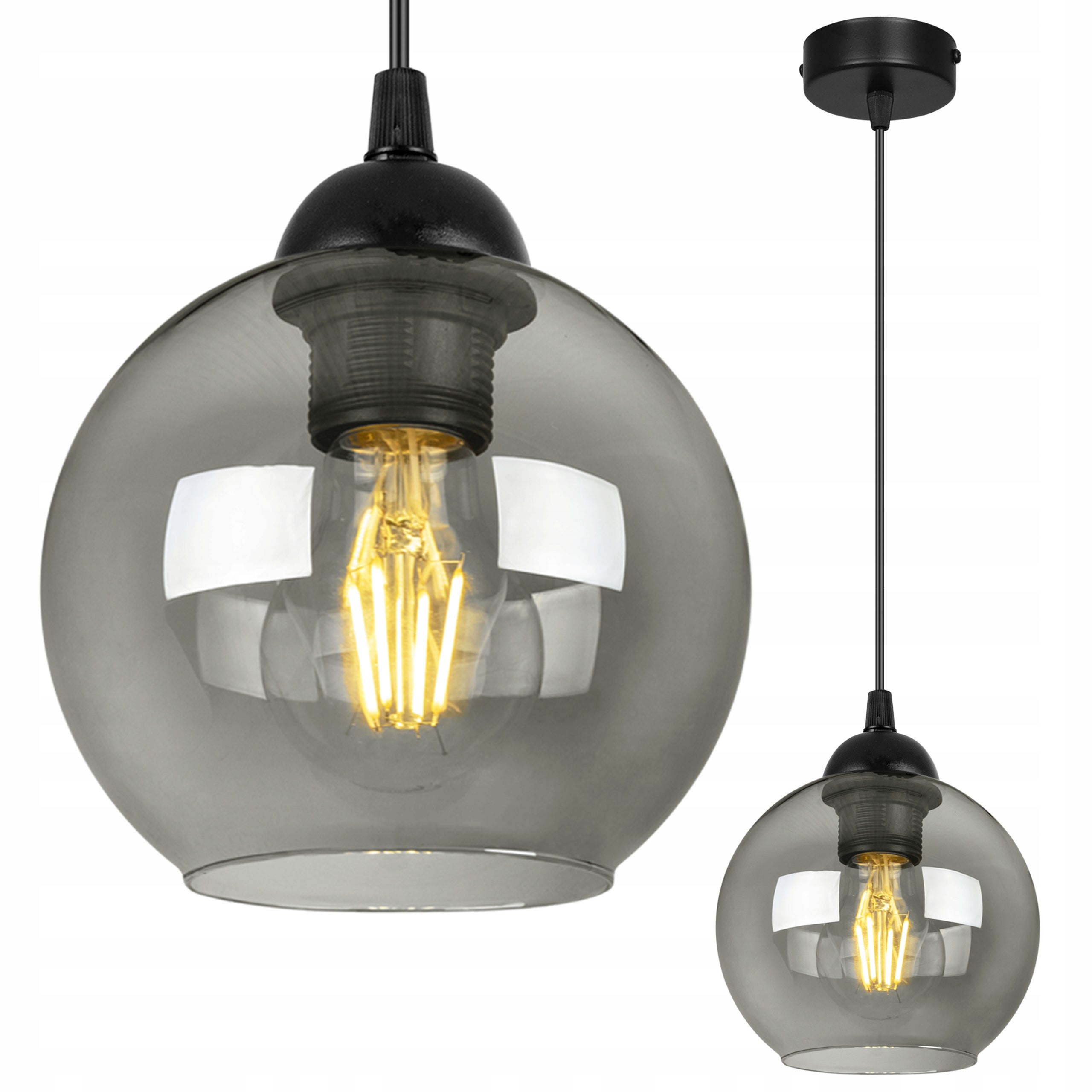 Lampa sufitowa wisząca Haga modern 1xE27 abażur kula grafitowa Light Home LH