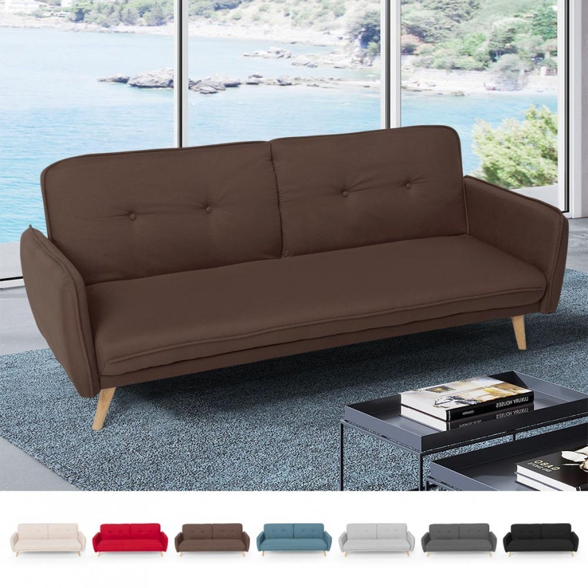 Furnhouse Ibbe Design Divano Reclinabile 3 Posti Marrone Poltrona Relax Elettrico e Design Moderno Selesta in Tessuto, Imbottito con Braccioli e Poggiapiedi e con Porta USB, 222x96x101