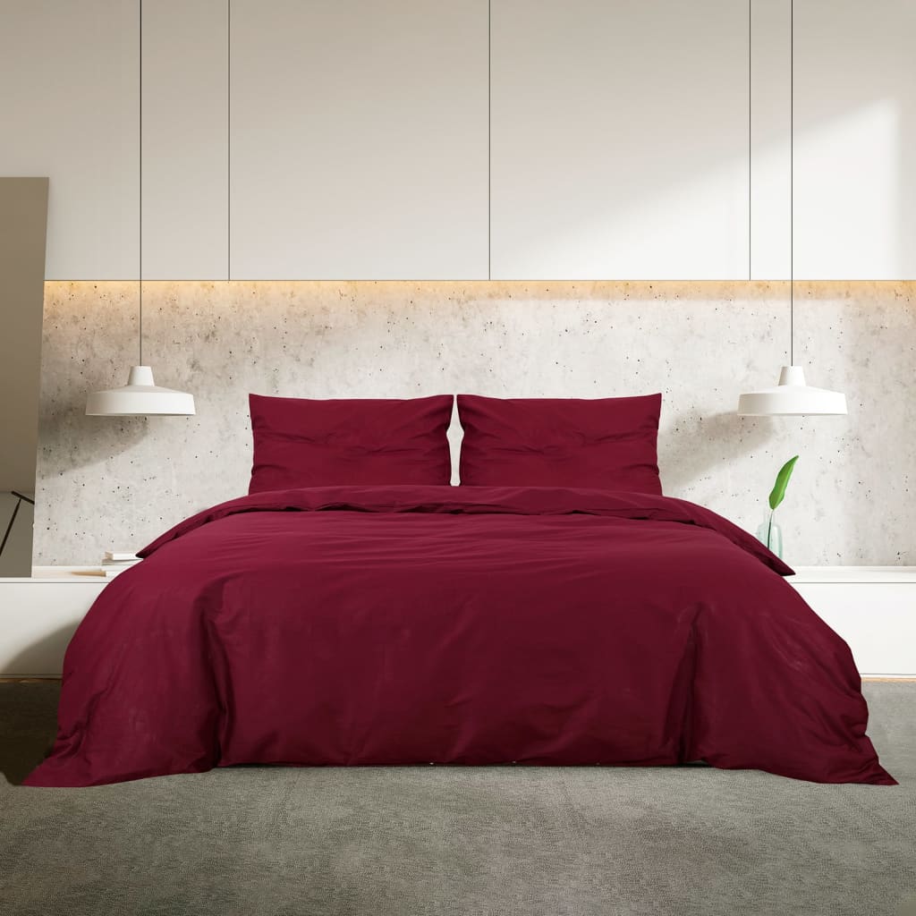 Conjunto de capa de edredão 200x200 cm microfibra leve bordô vidaXL - 3