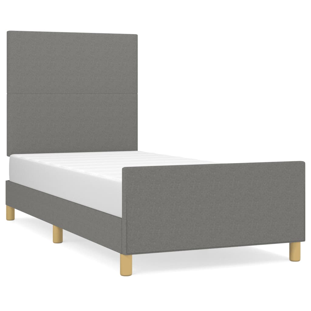Cadre de lit sans matelas gris foncé 100 x 200 cm tissu - 2