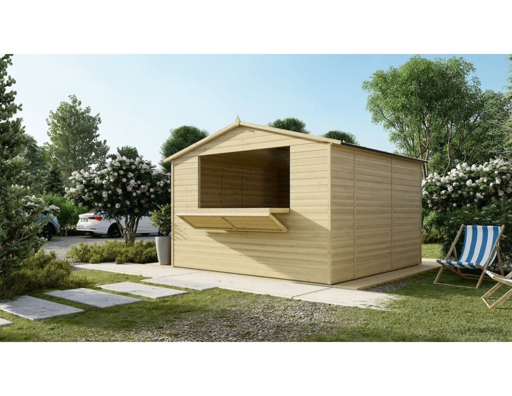 Kiosk domek handlowy ALTANKA 9,42 m2 - 3,11x3,03 m - 19 mm, drewniany, DOM607, 1szt.