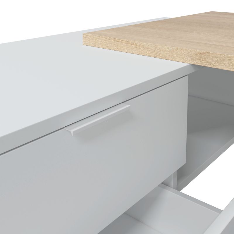Bureau d'angle JIMI L145cm x P108cm - Blanc / Bois - 7