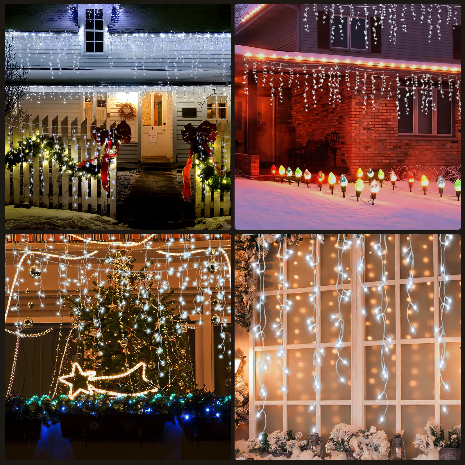 Tenda di Natale LED Stringa 10M 400LEDs Luce di Natale Tenda Finestra Decorazione Natale Matrimonio Compleanno Casa Patio Bianco Fresco - 3