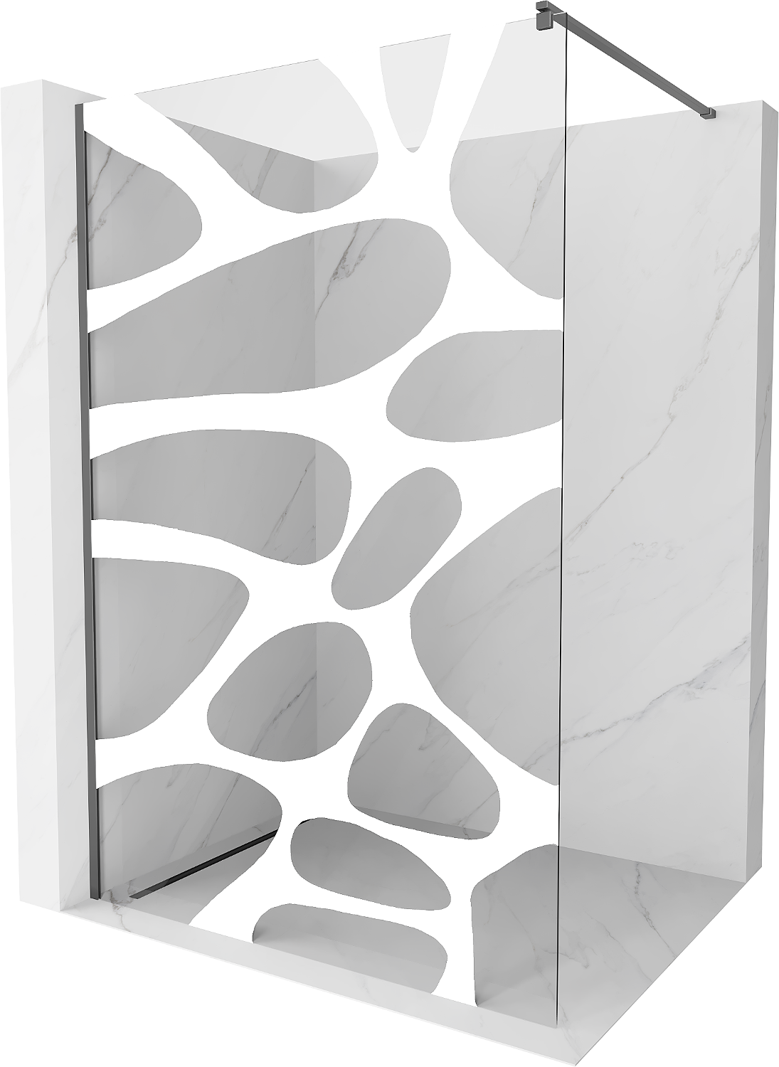 Mexen Kioto ścianka prysznicowa Walk-in 110 x 200 cm, biała fala 8 mm, gun metal - 800-110-101-95-97