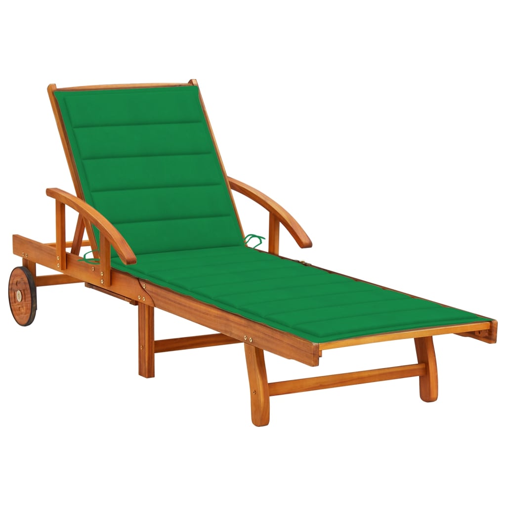 Lettino Prendisole da Giardino | Sedia a Sdraio | Chaise Longue con Cuscino Massello di Acacia CFW601147 - 2