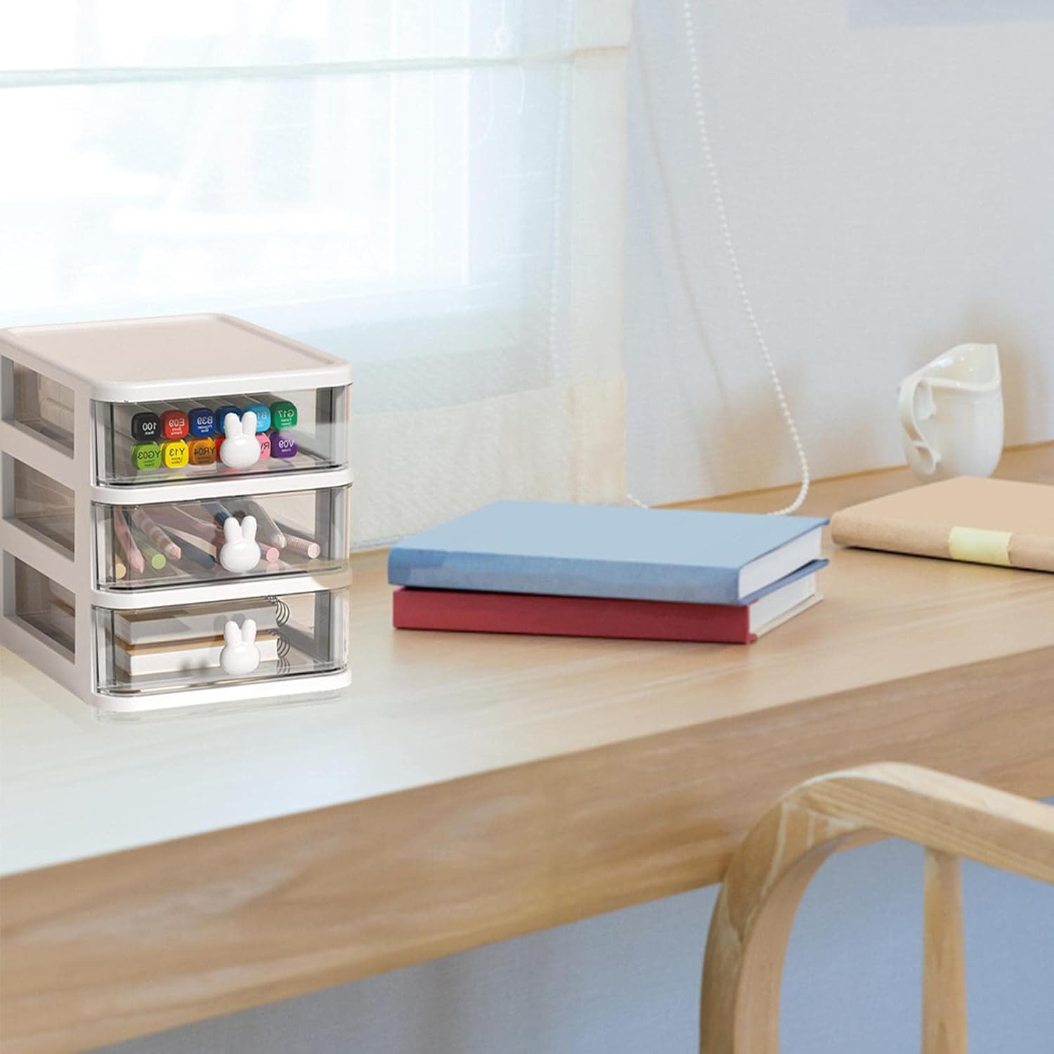 Cosmétique Organisateur Tiroirs Maquillage Tiroir Boîte Bureau Rangement Plastique avec Tiroirs Lapin Poignée Cosmétique Boîte Rangement - 2