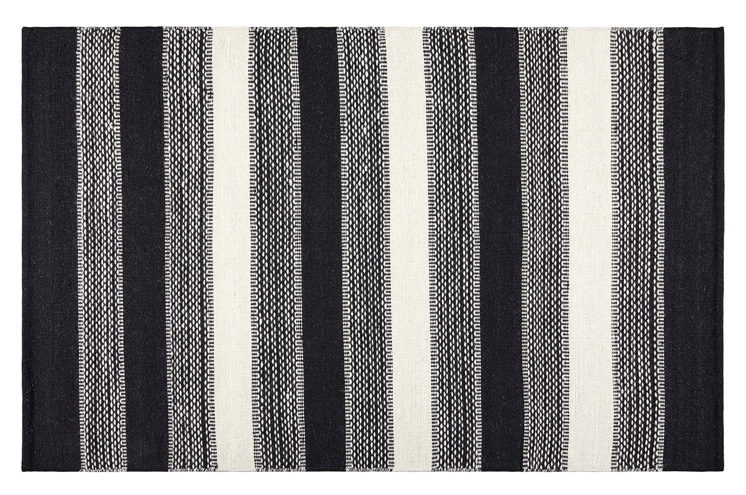 Dywan Kilim 80x120 cm z Wełny Biało/Czarny – Ręcznie Robiony, Styl Etniczny, Wysoka Trwałość