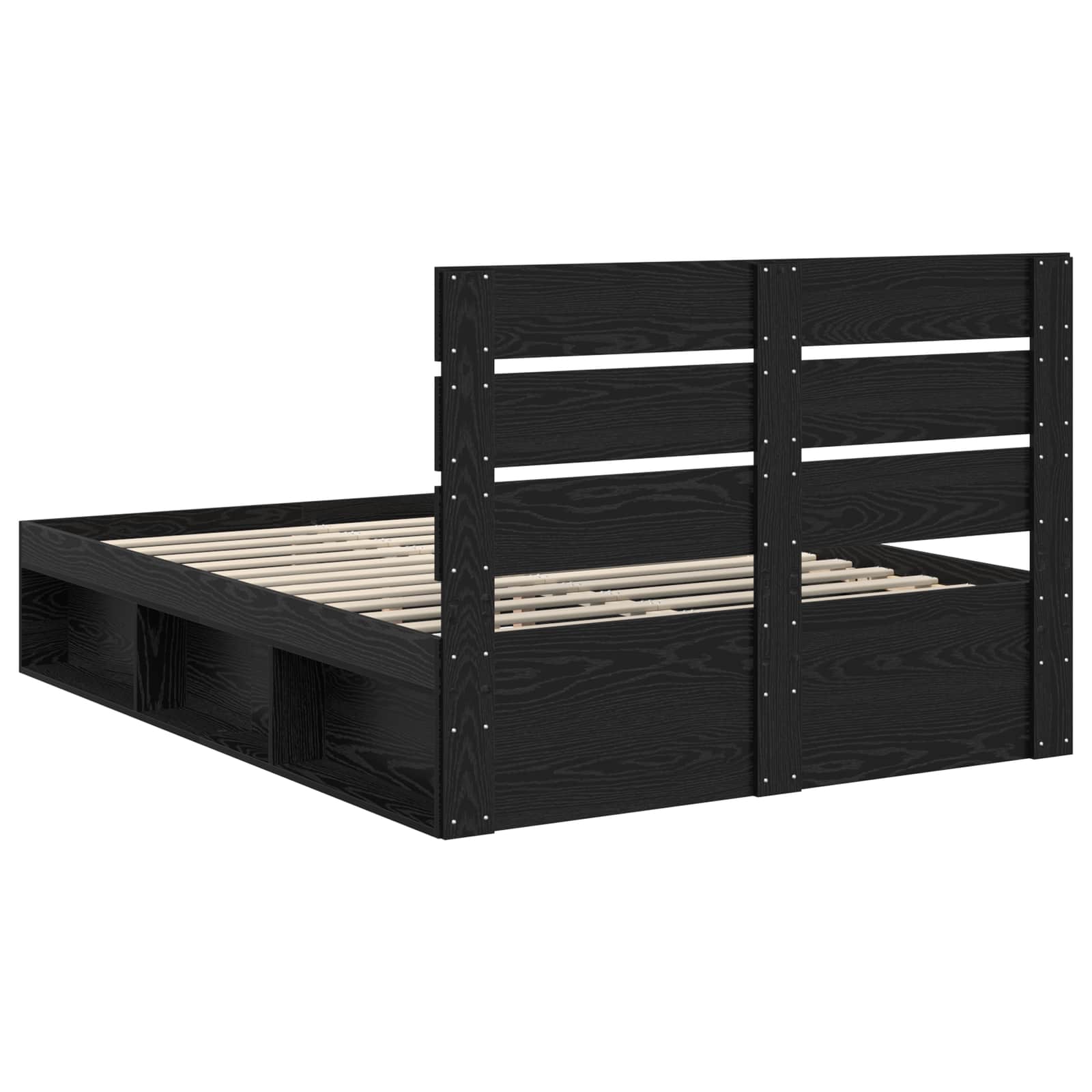 Cadre de lit avec tête de lit, en pin massif, noir, pour la chambre, 140 × 190 cm - 9