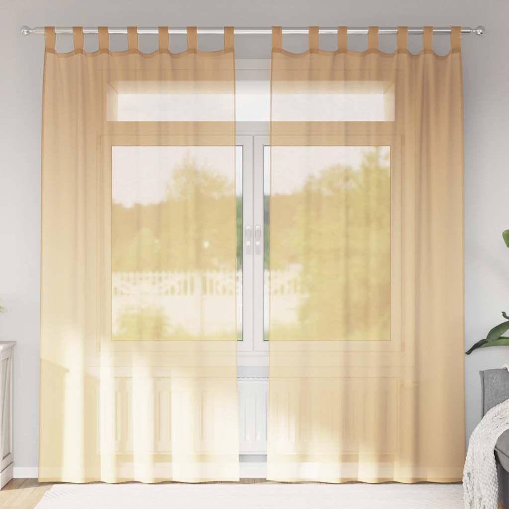 Zasłony woalowe z pętelkami 2 szt. Piaskowe 140x245 cm vidaXL