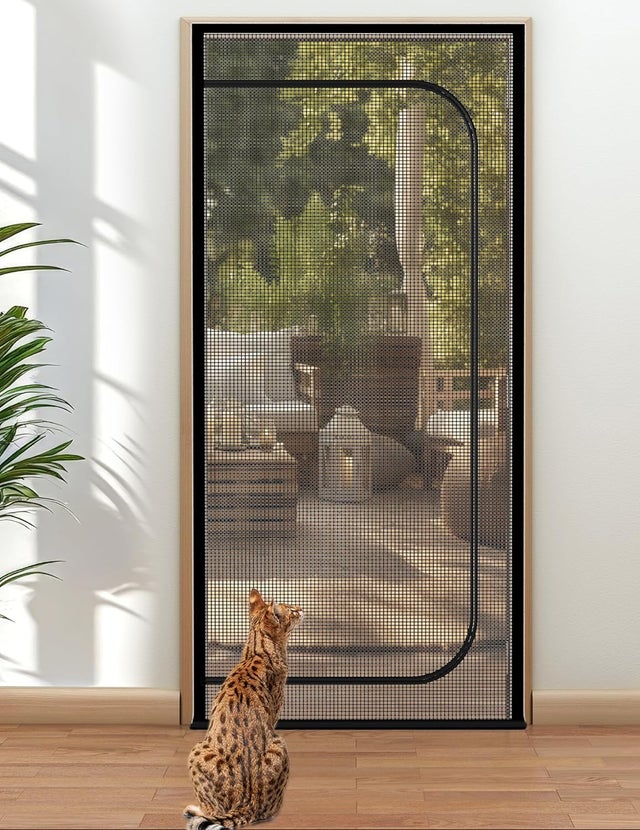 Mosquitera para gatos, a prueba de mosquitos y gatos, 90 x 210 cm, resistente a los arañazos, con cremallera (negra)