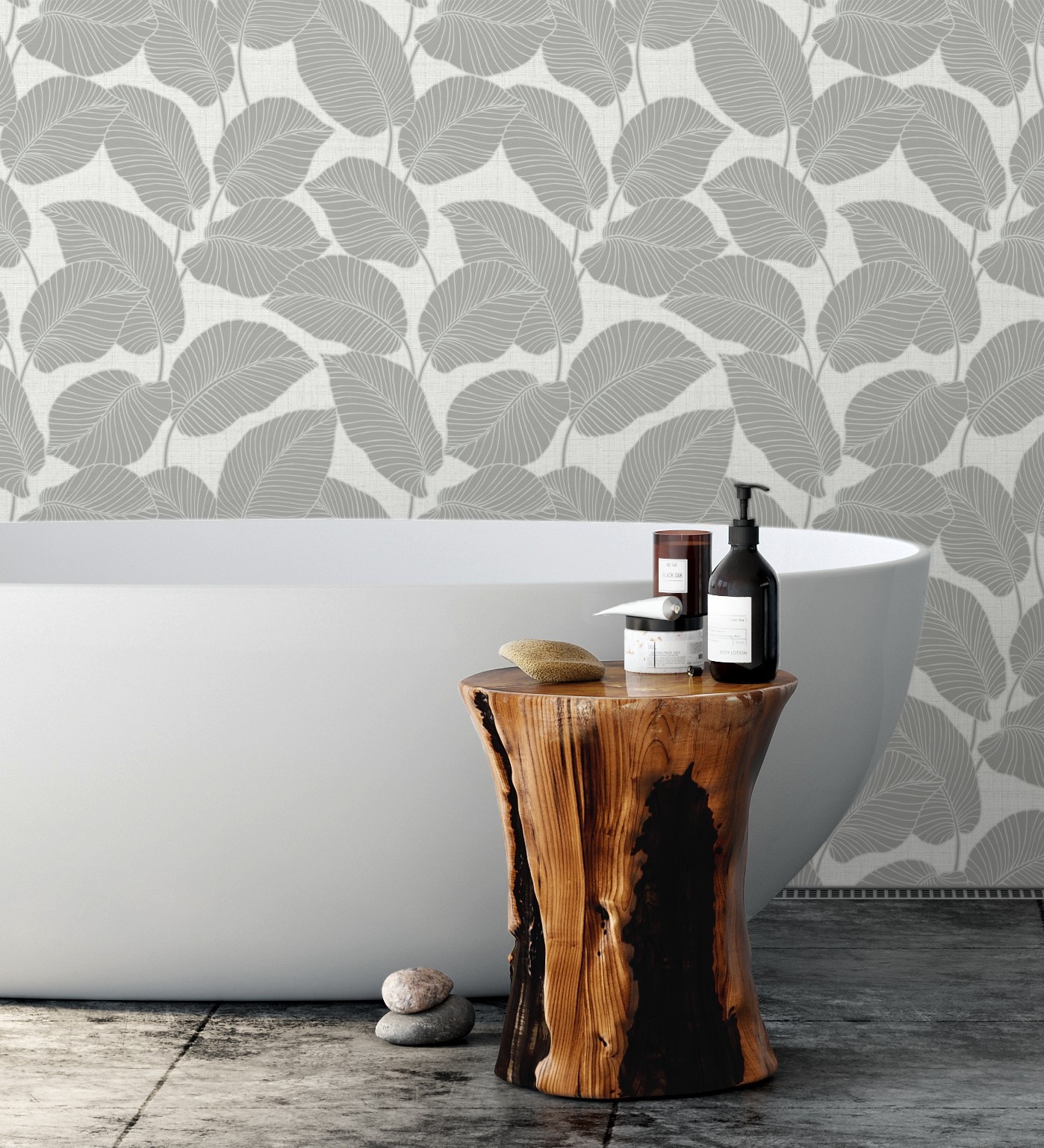 Papel pintado vinílico de hojas con silueta ligeramente metalizada en relieve - begonia 681272 de gaulan - rollo de 10 m x 0,53 m