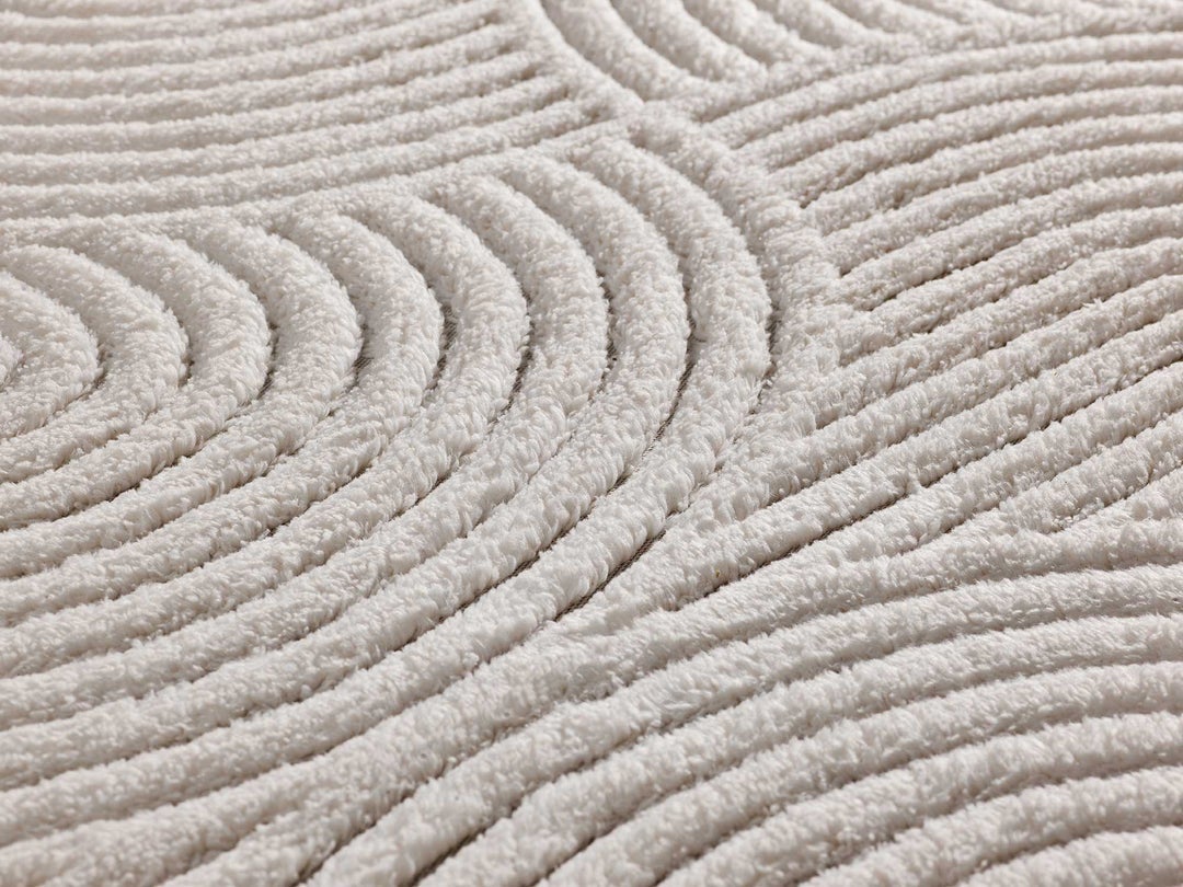 Tappeto interno crema rettangolare 60 x 110 cm ESTILO geometrico in rilievo - ATTICGO - 4