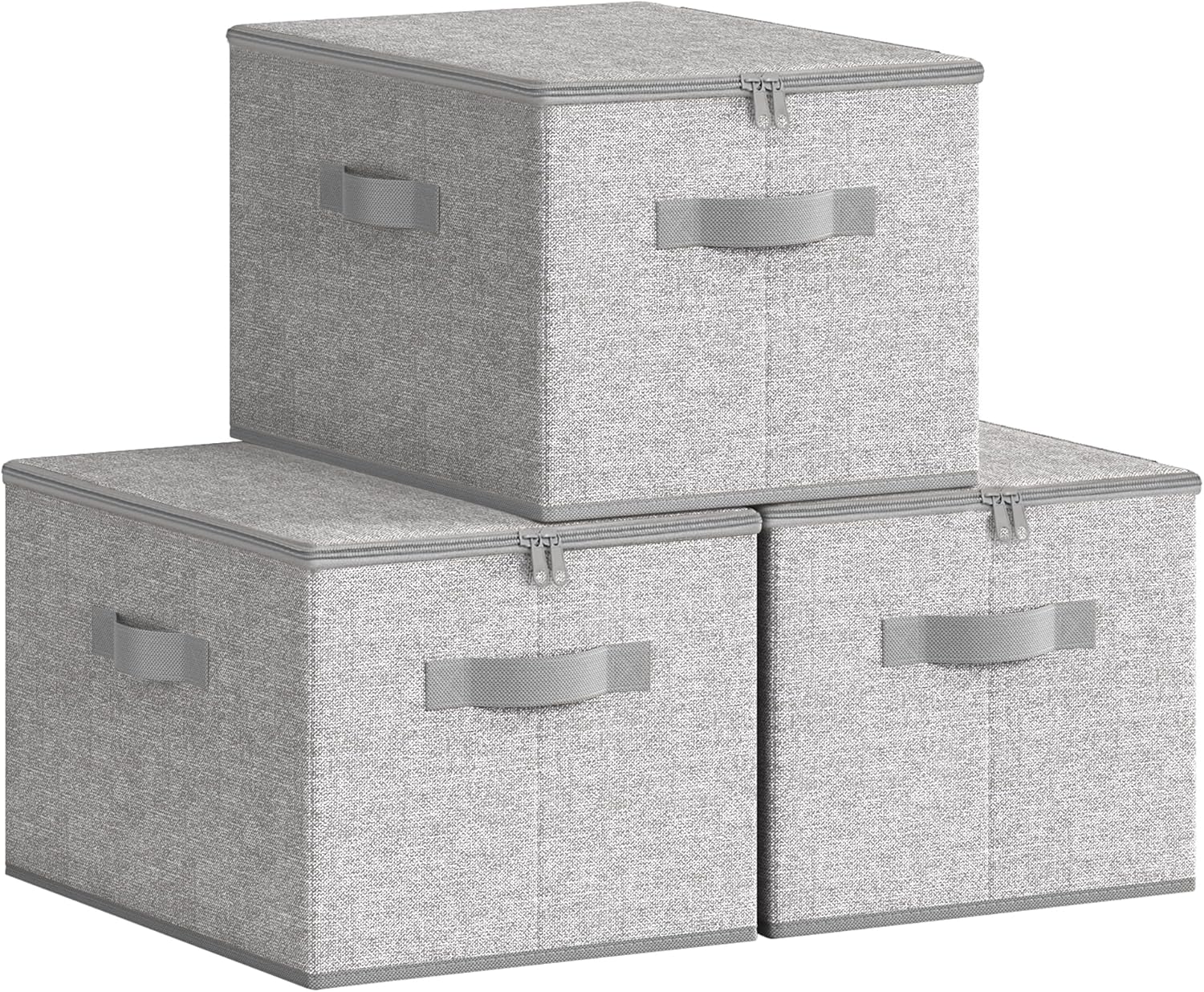 Songmics Cajas De Almacenamiento Plegables, Juego De 3 Cajas Con Tapas Y Asas, Para Ropa, 40 X 30 X 25 Cm, De Tela No Tejida, Paloma Gris , Leroy Merlin